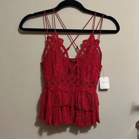 Intimately Free People Adella Cami Top NWT - Cherry Red π - Picture 1 of 2